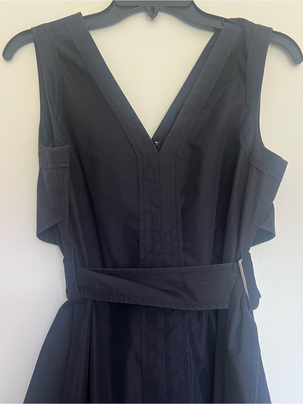 3.1 Phillip Lim Black Sleeveless V-Neck Midi Dress with Belt
